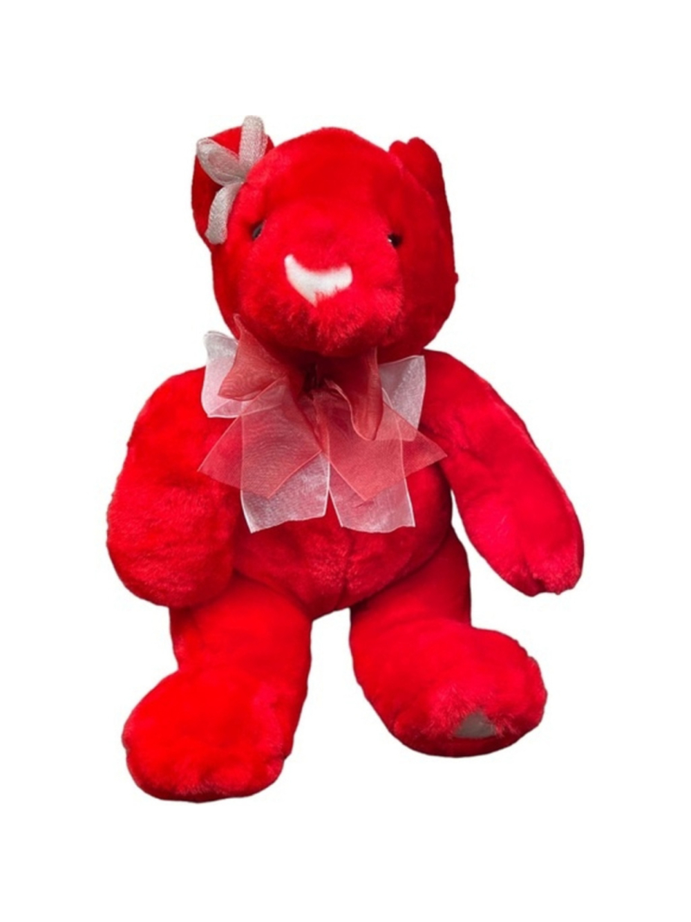 Vintage Commonwealth Teddy Bear Plush Valentines Day Satin Heart Nose Feet 2002